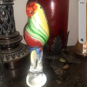 Vintage murano parakeet blown art glass 1950s